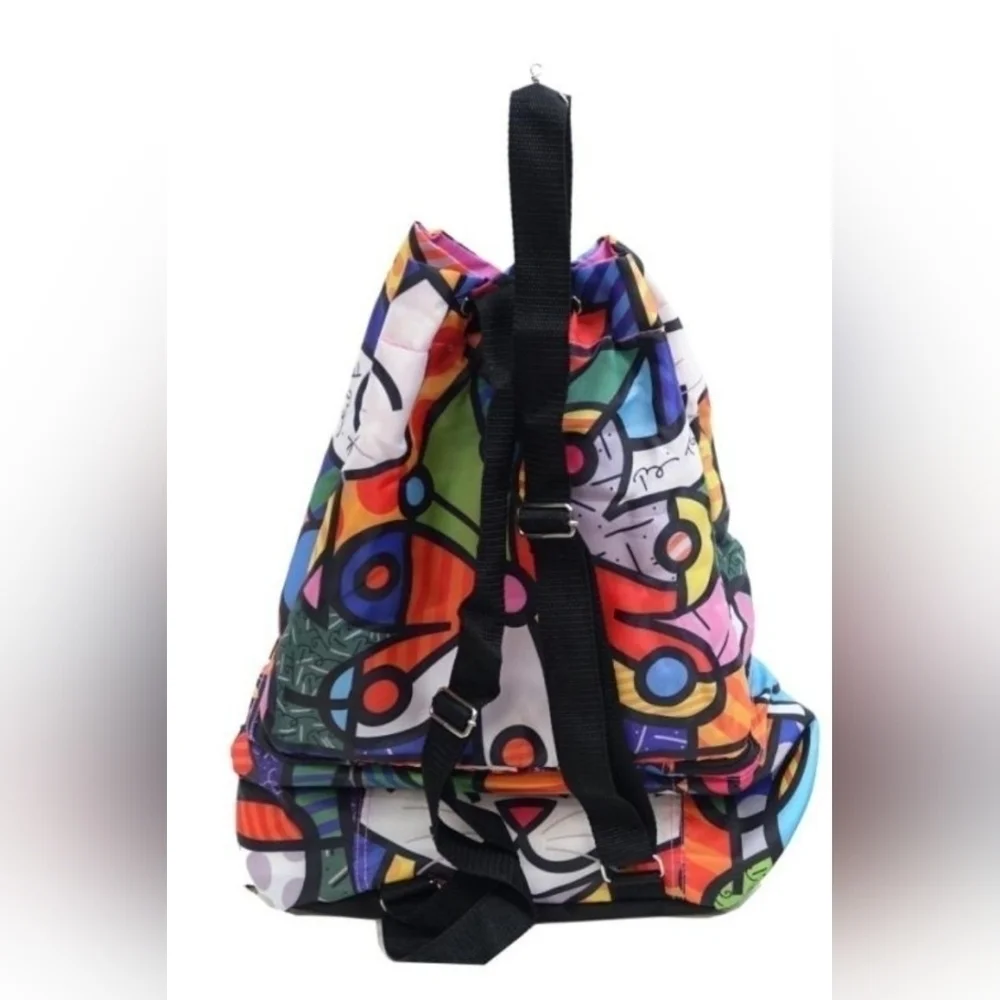 Romero Britto Pop Art 2-in-1 Drawstring Backpack & Insulated Lunch Bag
